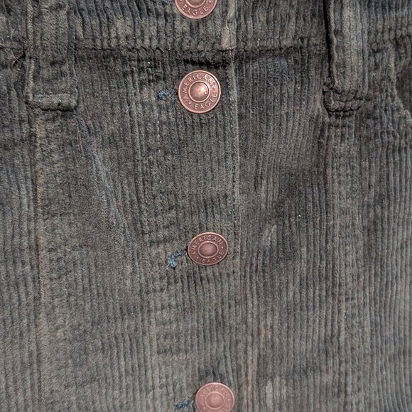 American Eagle Dark Green Corduroy Button-Front Skirt Size 0 Reg - Picture 3 of 13